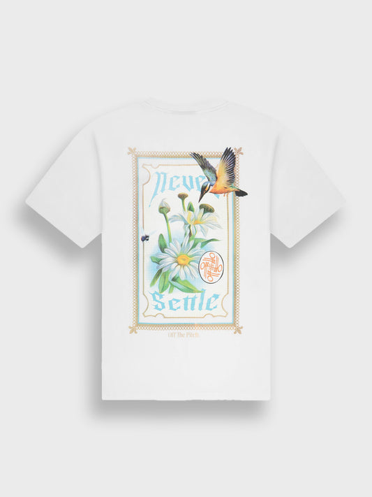 Off The Pitch Never Settle T-Shirt White - achterkant