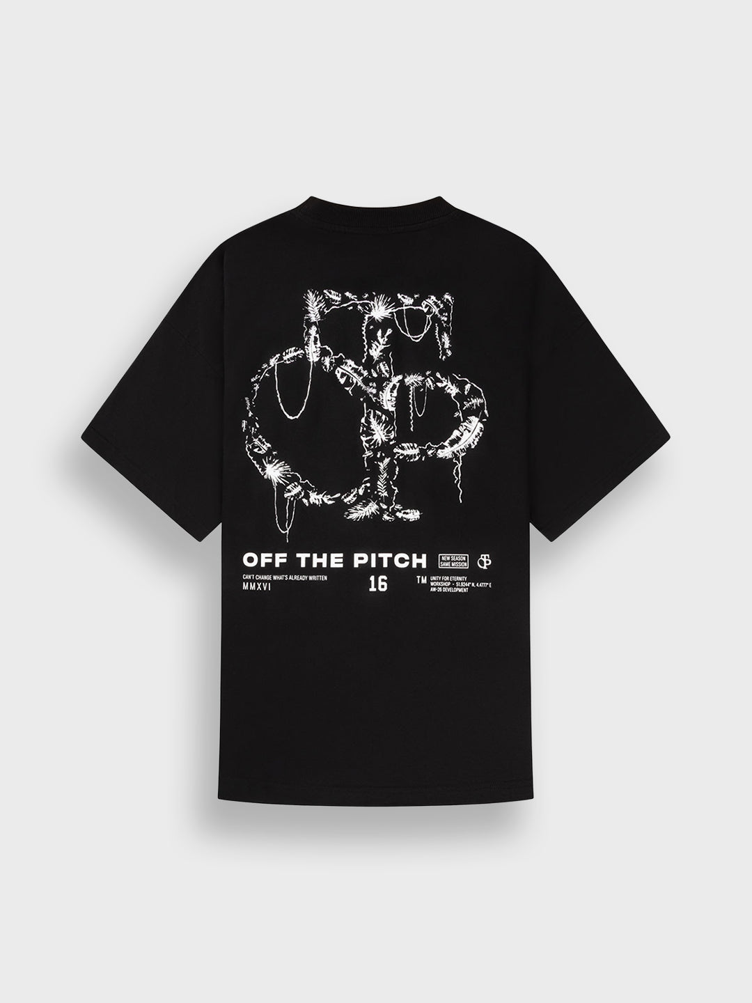 Off The Pitch Palm T-Shirt Black - achterkant