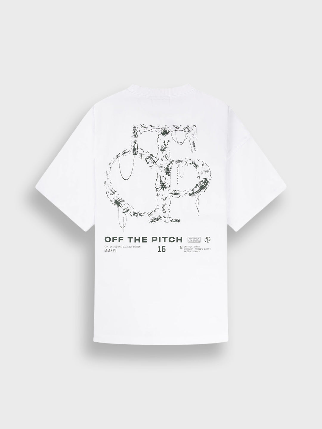 Off The Pitch Palm Oversized T-Shirt White - achterkant productfoto