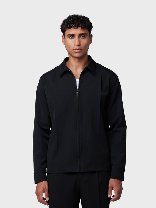 Off The Pitch Pleated Overshirt Black voorkant