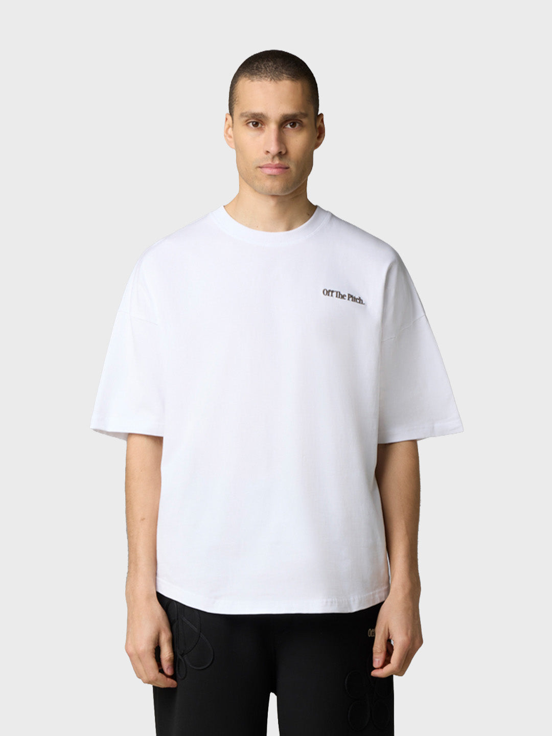 Off The Pitch Record T-Shirt White – voorkant