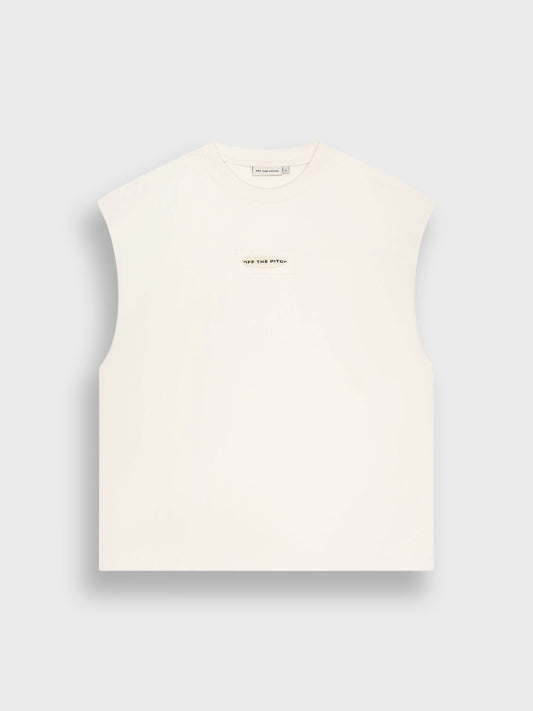 Off The Pitch Sage Sleeveless T-Shirt Off-White - voorkant