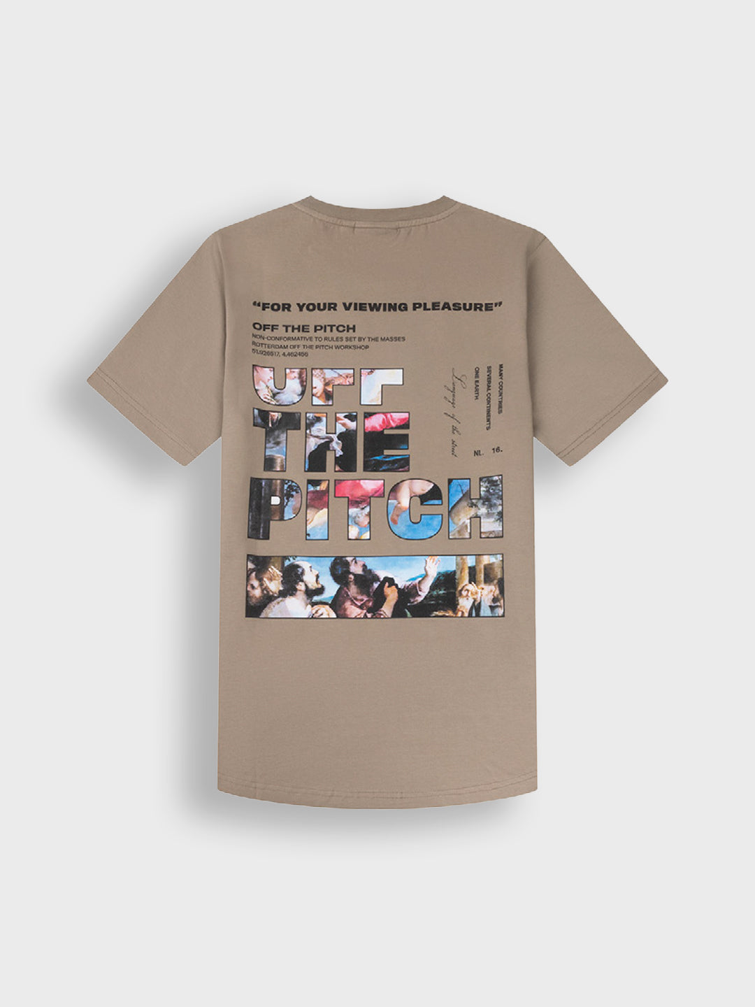 Zandkleurig Off The Pitch T-shirt met grote schilderij-rugprint