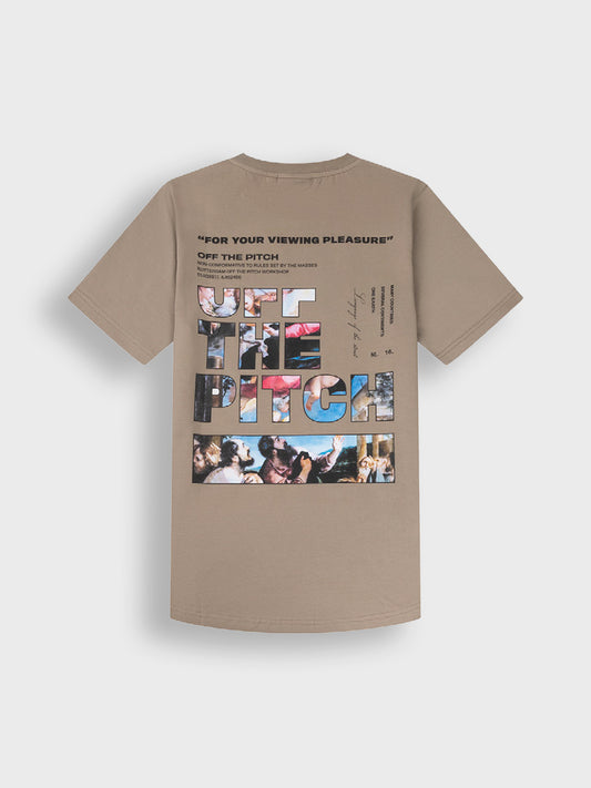 Zandkleurig Off The Pitch T-shirt met grote schilderij-rugprint