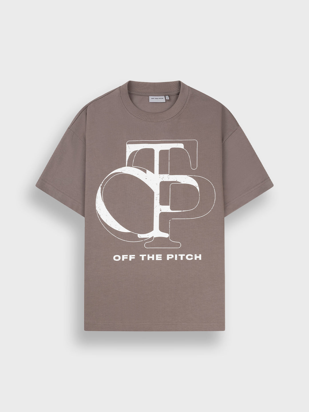 Off The Pitch Vas T-Shirt Dark Taupe - voorkant