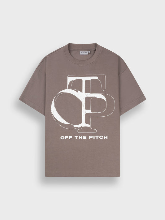 Off The Pitch Vas T-Shirt Dark Taupe - voorkant