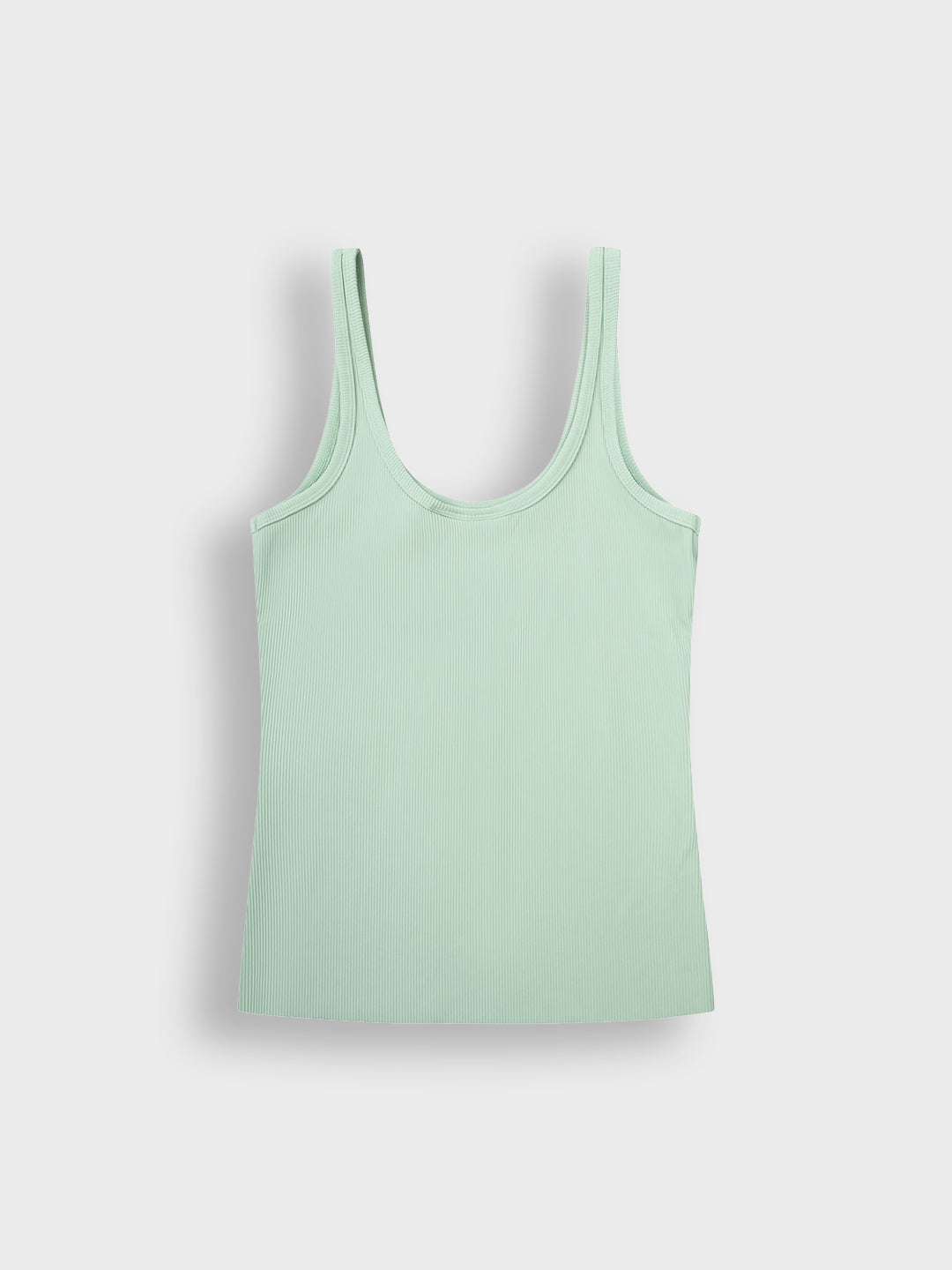 Packshot van jadegroene ribbed tanktop, achterkant