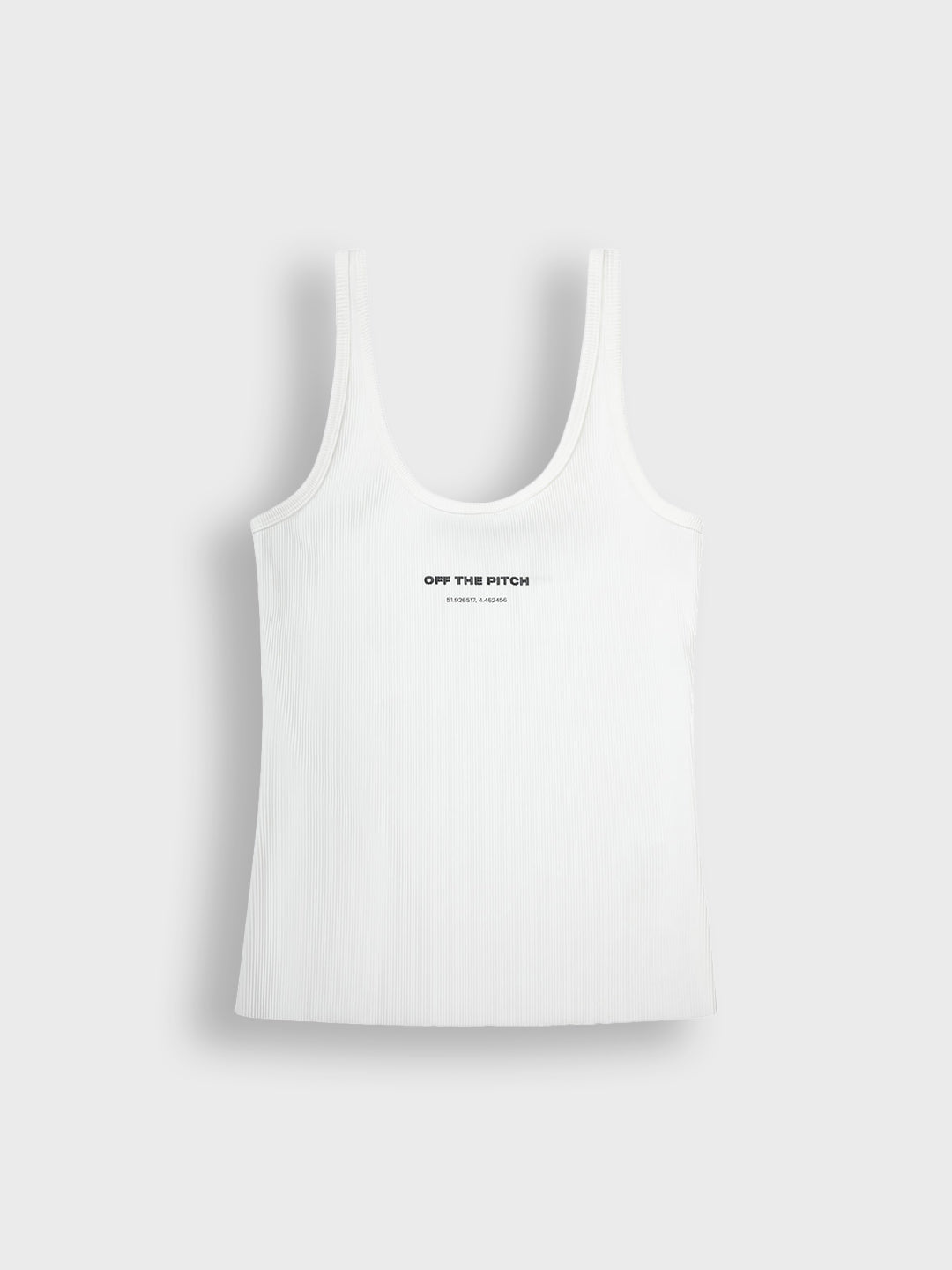 Witte geribbelde tanktop van Off The Pitch – packshot voorzijde