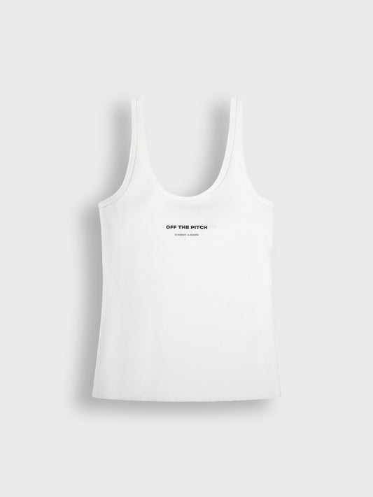 Witte geribbelde tanktop van Off The Pitch – packshot voorzijde