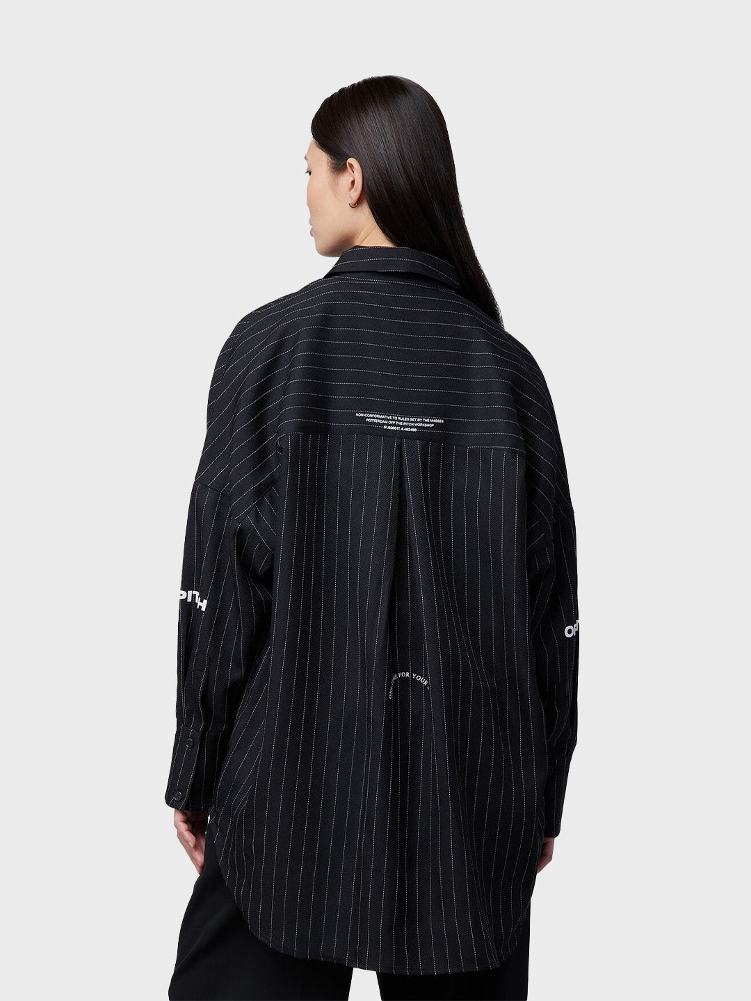 Off The Pitch Women Oversized Striped Shirt Black achterkant