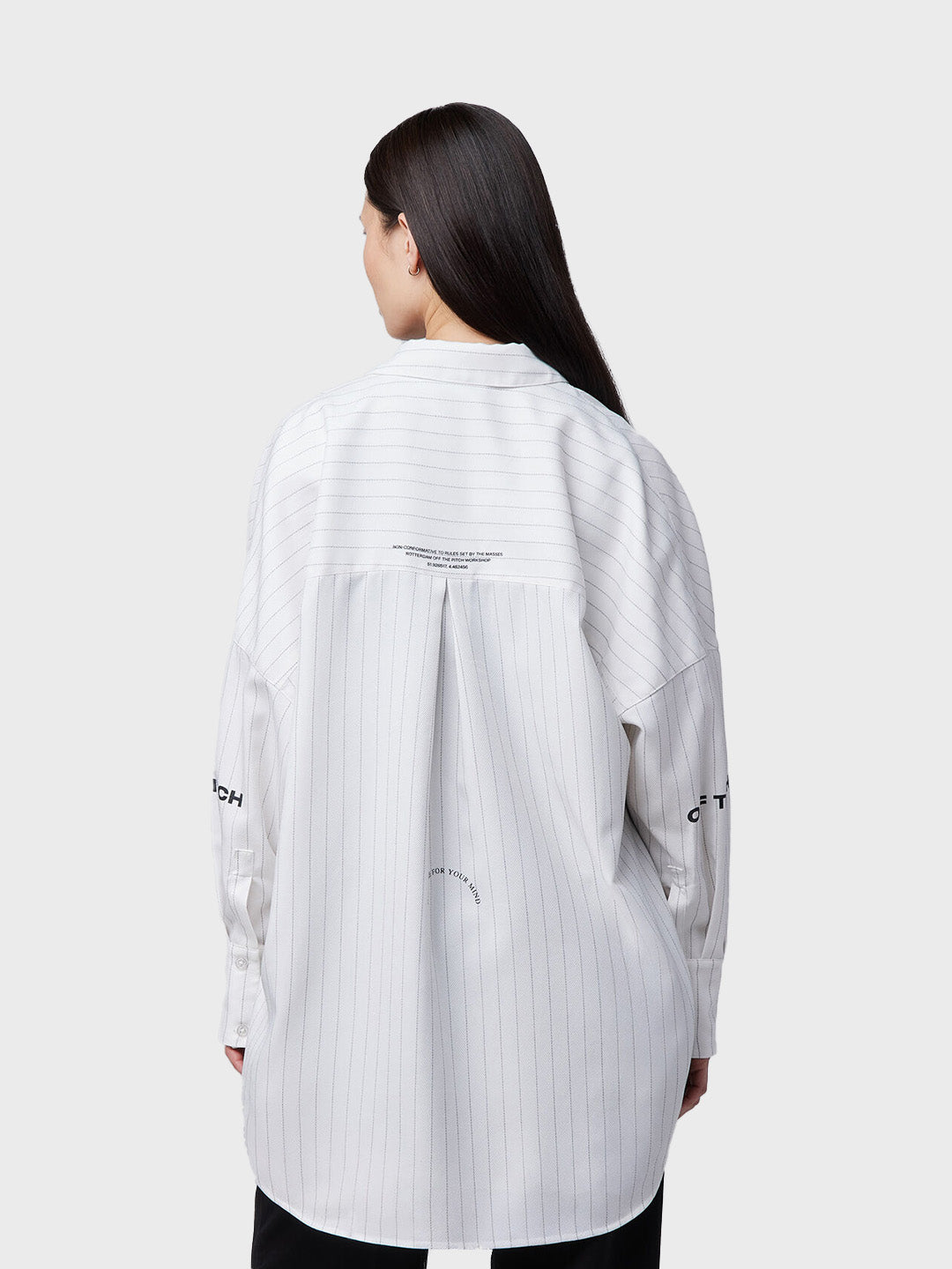 Off The Pitch Women Oversized Striped Shirt White achterkant