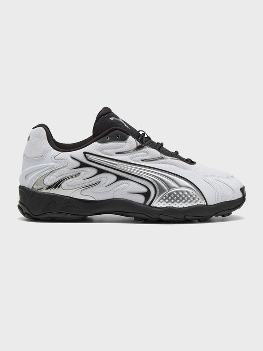 Puma Inhale Smile Sneakers Silver Mist/Black – Zijaanzicht met chunky zool en reflecterende details