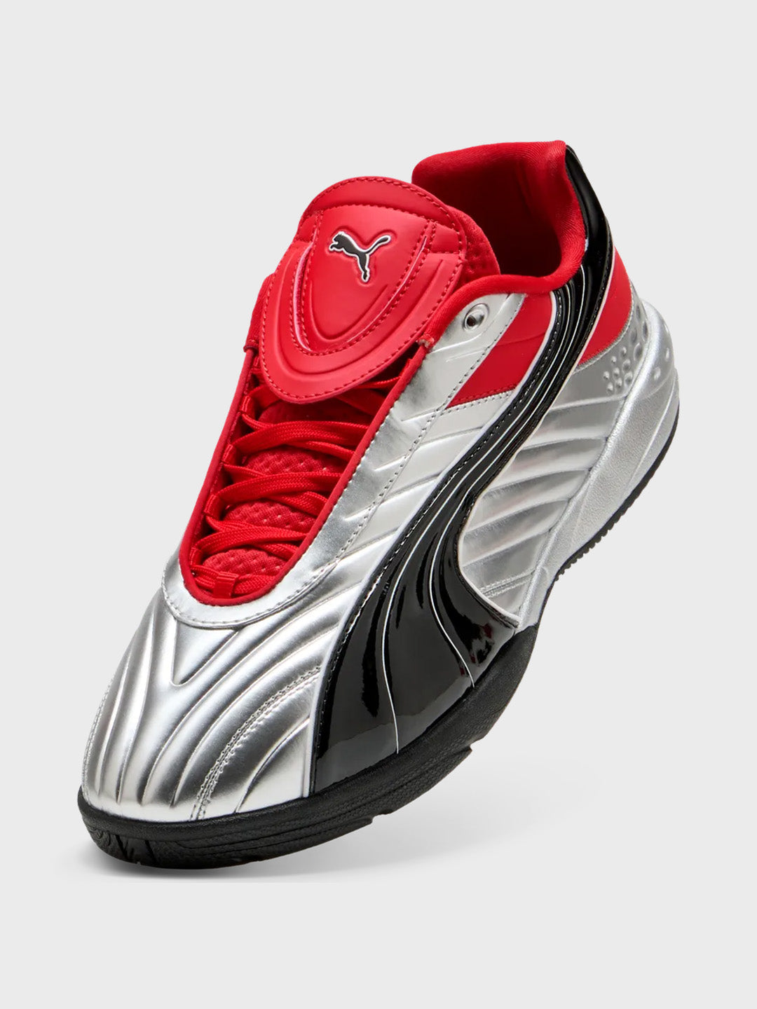 Puma V-S2 Goalgetter Sneakers Silver/Red - schuin bovenaanzicht