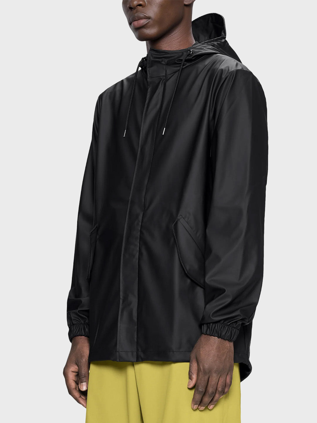 Rains Fishtail Jacket Black – close-up