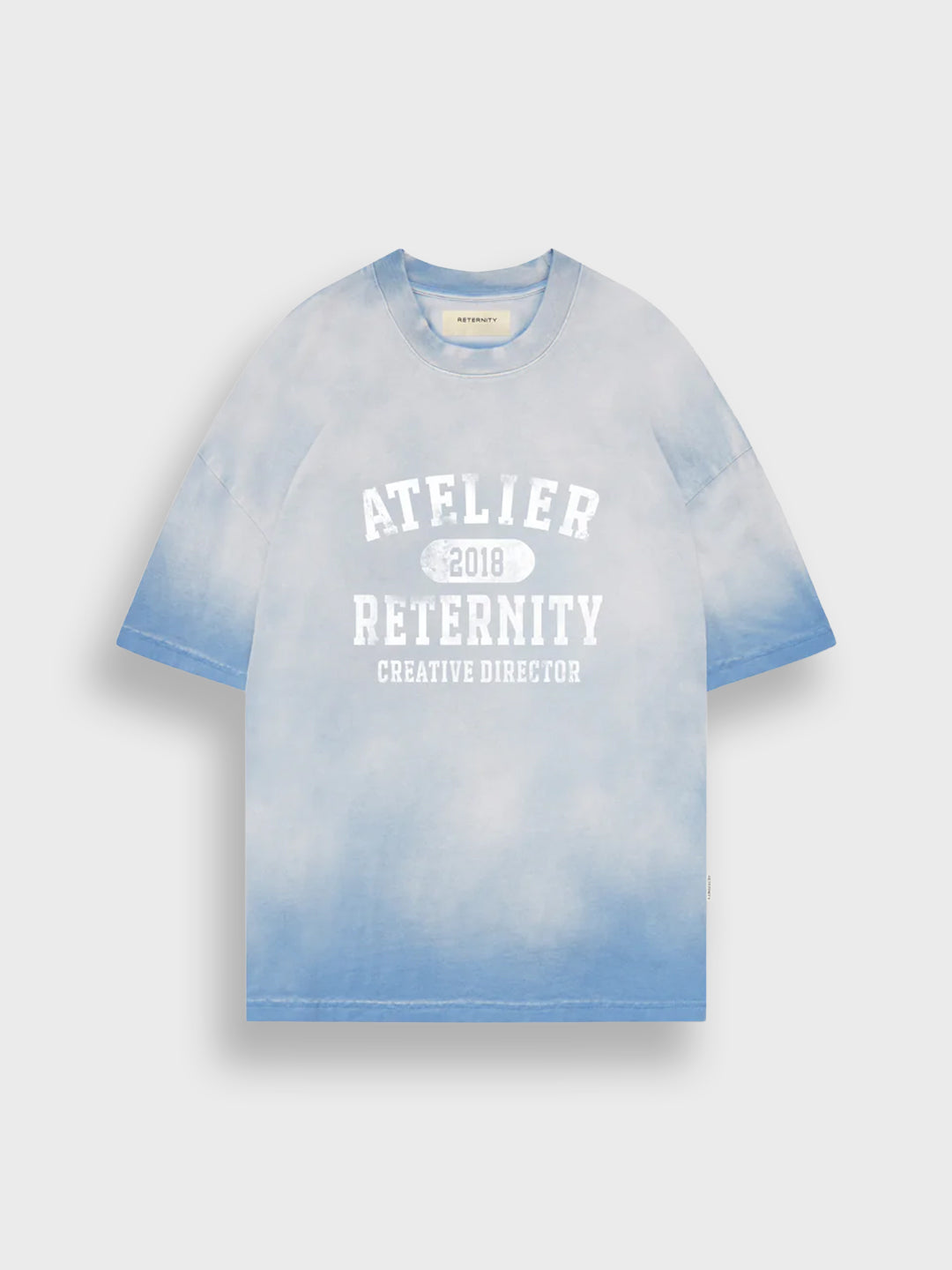 Reternity Atelier Emblem T-Shirt Bleached Blue - voorkant