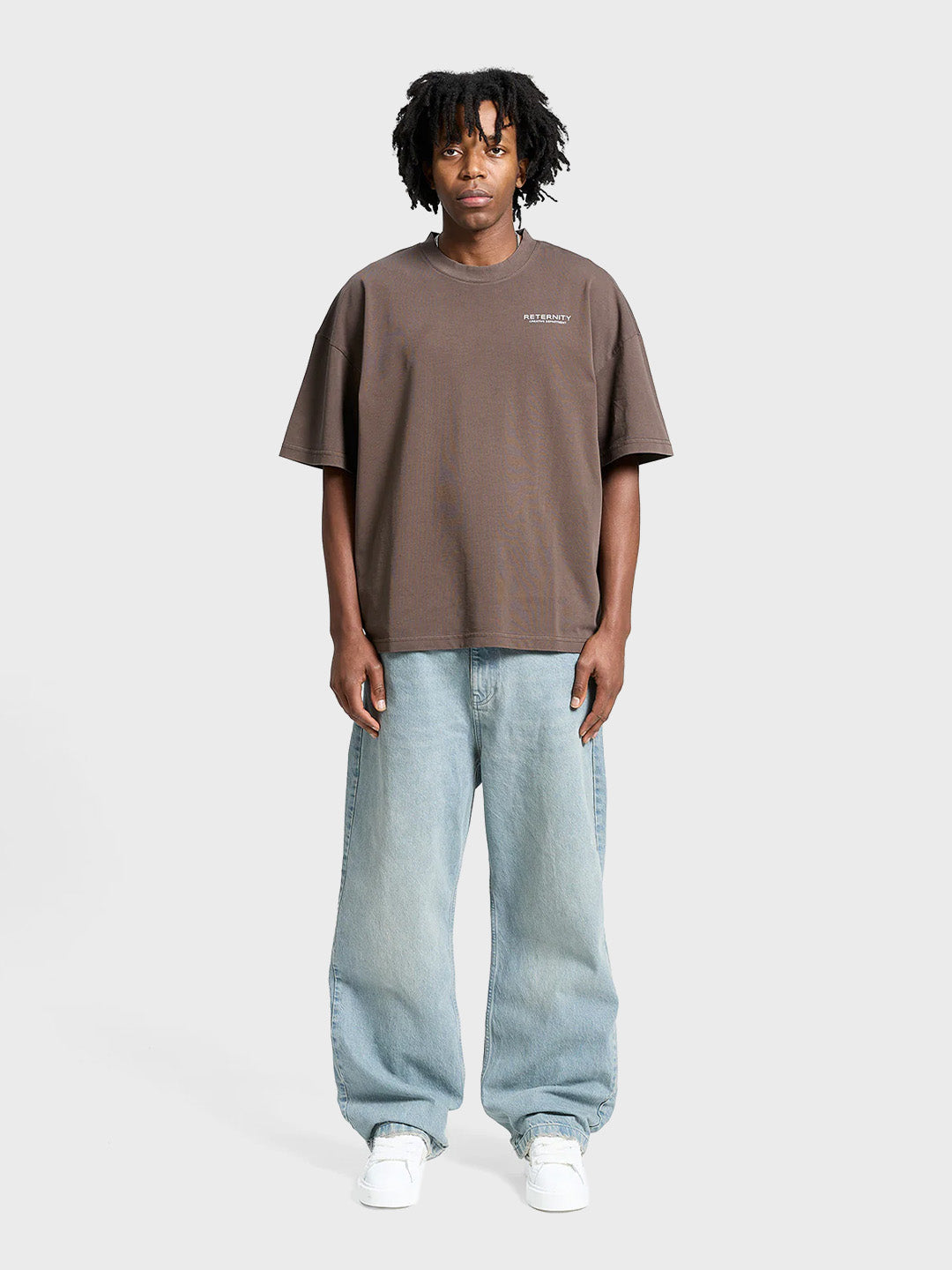 Reternity Creative Dept. T-Shirt Brown - model full outfit