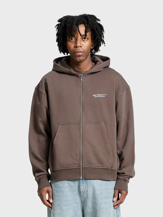 Reternity Creative Dept Zip Hoodie Brown - model voorkant