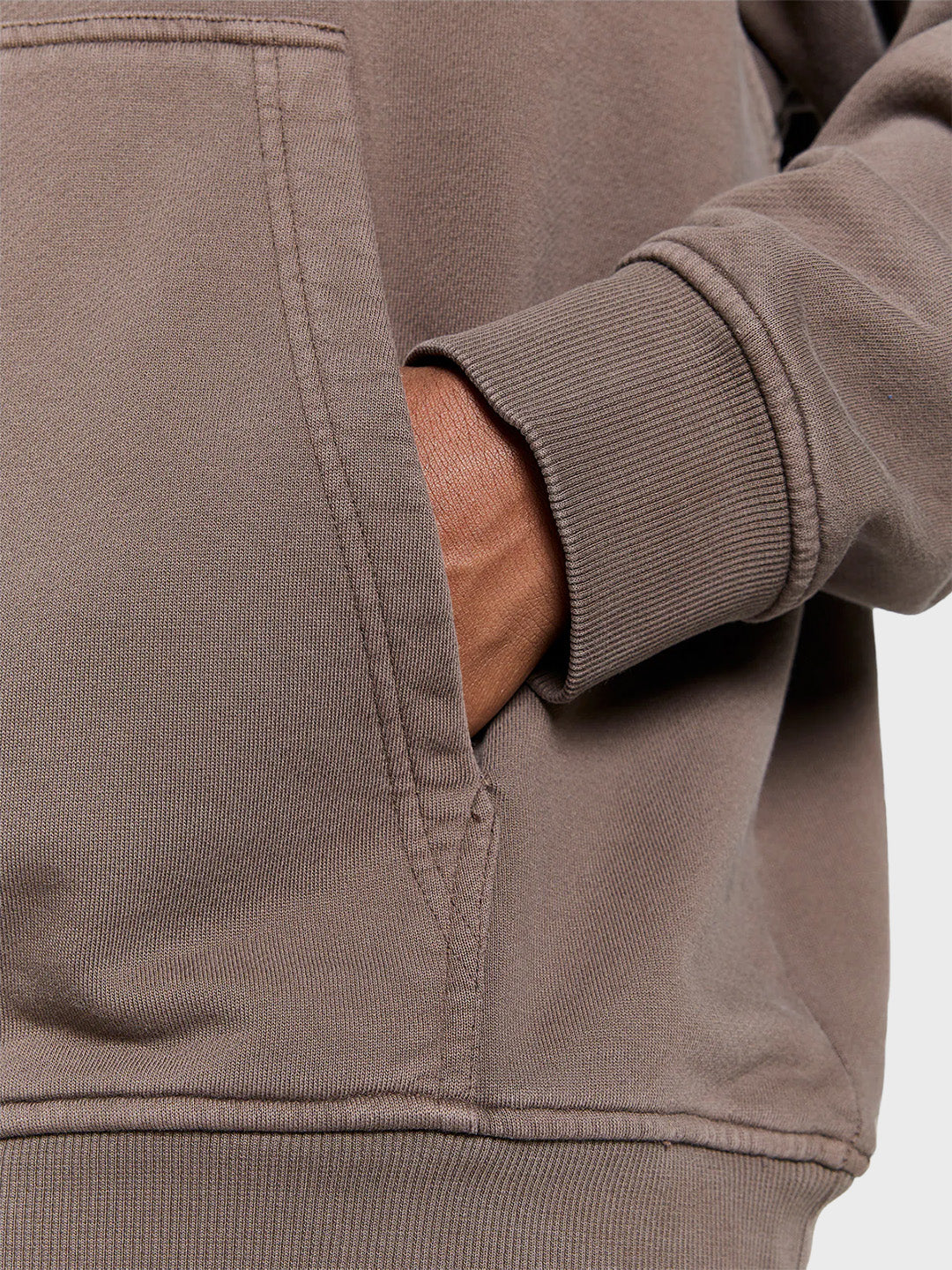 Reternity Creative Dept Zip Hoodie Brown - close-up kangaroozak
