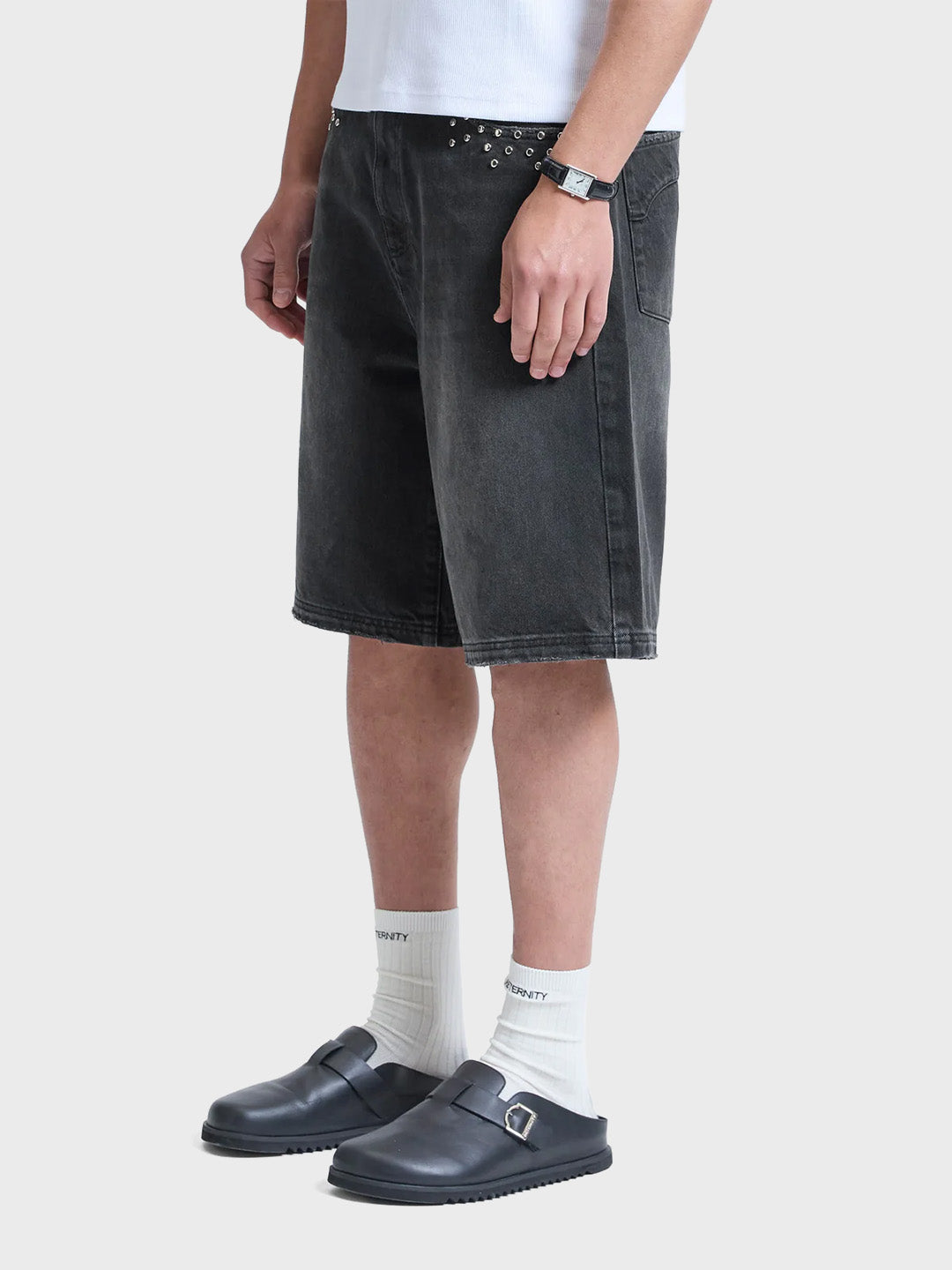 Reternity Studded Denim Jorts | Black