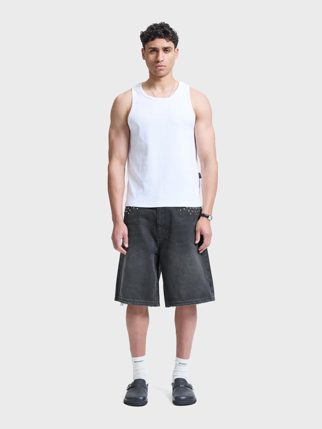 Reternity Studded Denim Jorts | Black