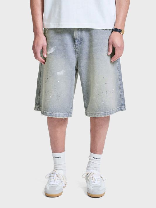 Reternity Studded Denim Jorts Light Blue - voorkant