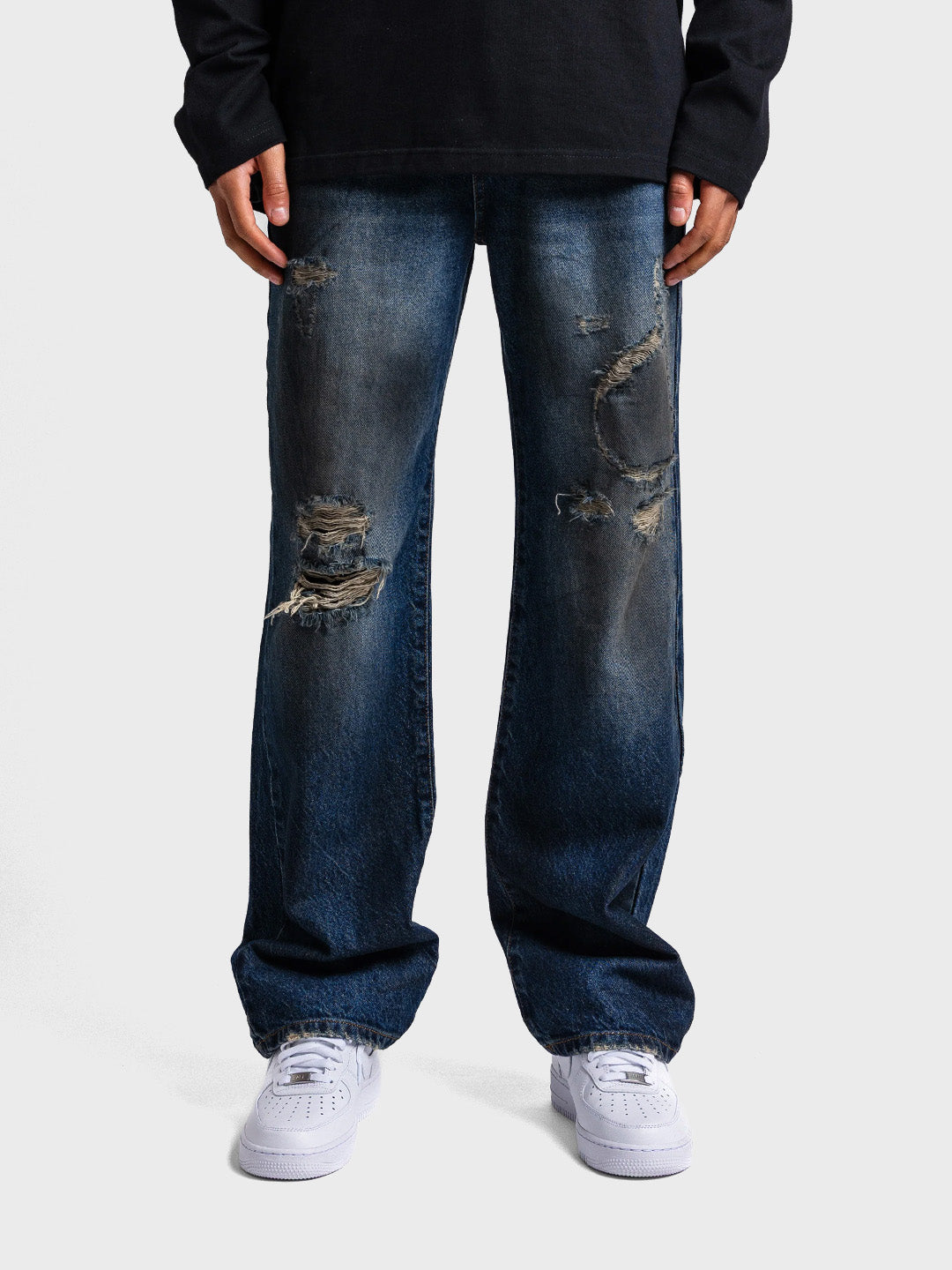 Rheborn Destroyed Jeans Dark Blue - voorkant