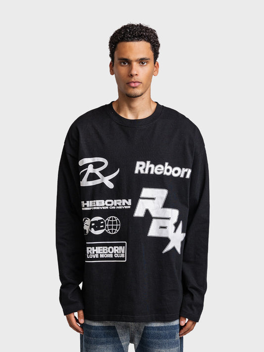 Rheborn Multi Logo Longsleeve Black - voorkant