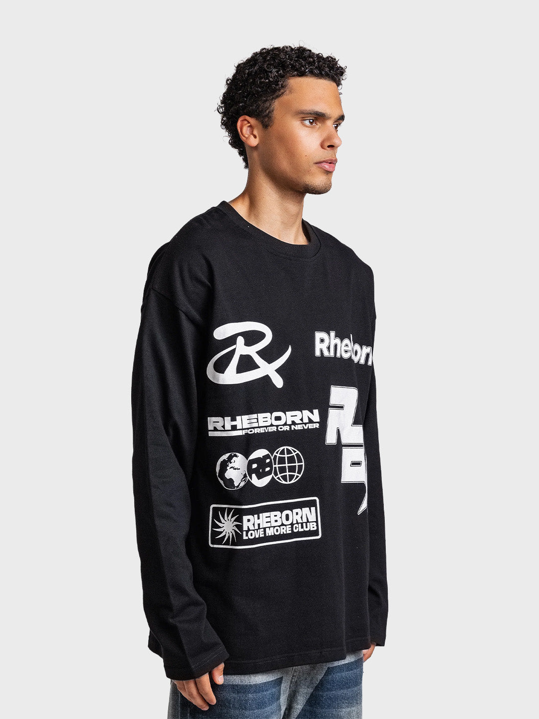 Rheborn Multi Logo Longsleeve Black - zijkant