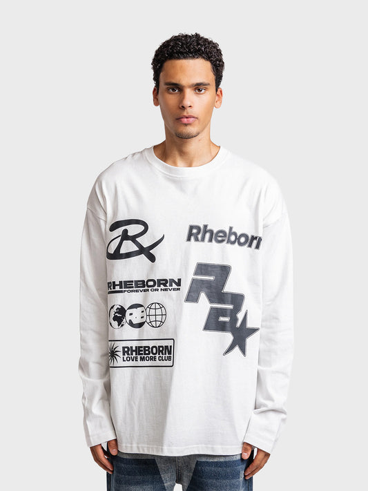 Rheborn Multi Logo Longsleeve White - voorkant