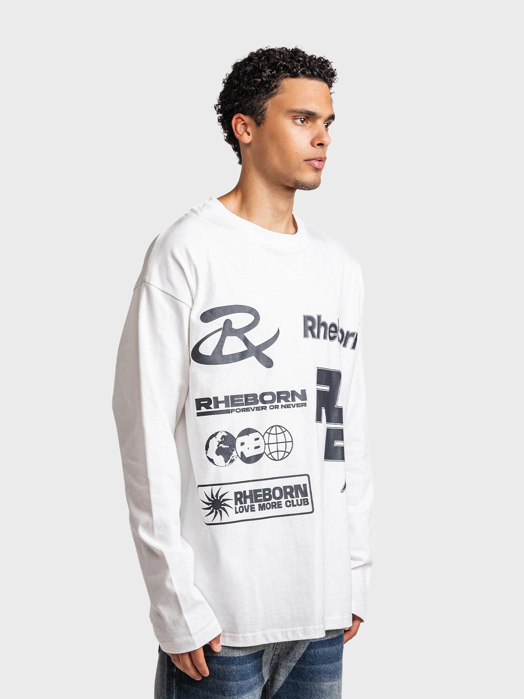 Rheborn Multi Logo Longsleeve White - zijkant