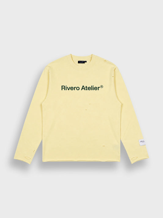 Rivero Atelier Distressed Longsleeve Soft Yellow - voorkant