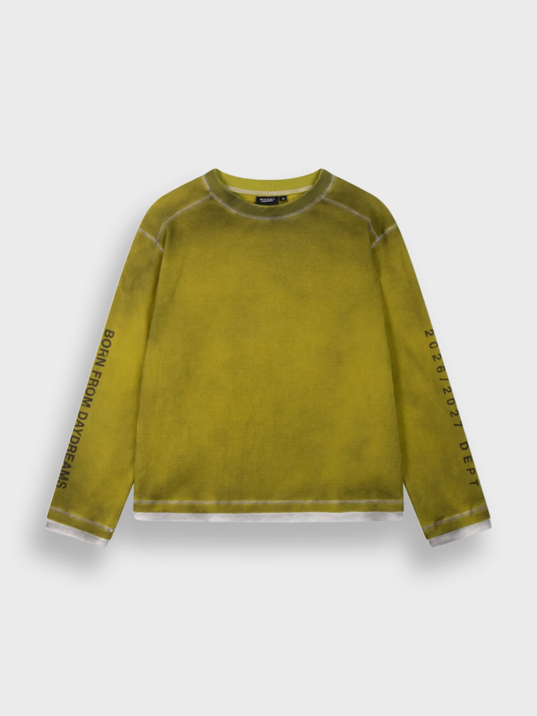 Rivero Contrast Aged Waffle Longsleeve Olive
