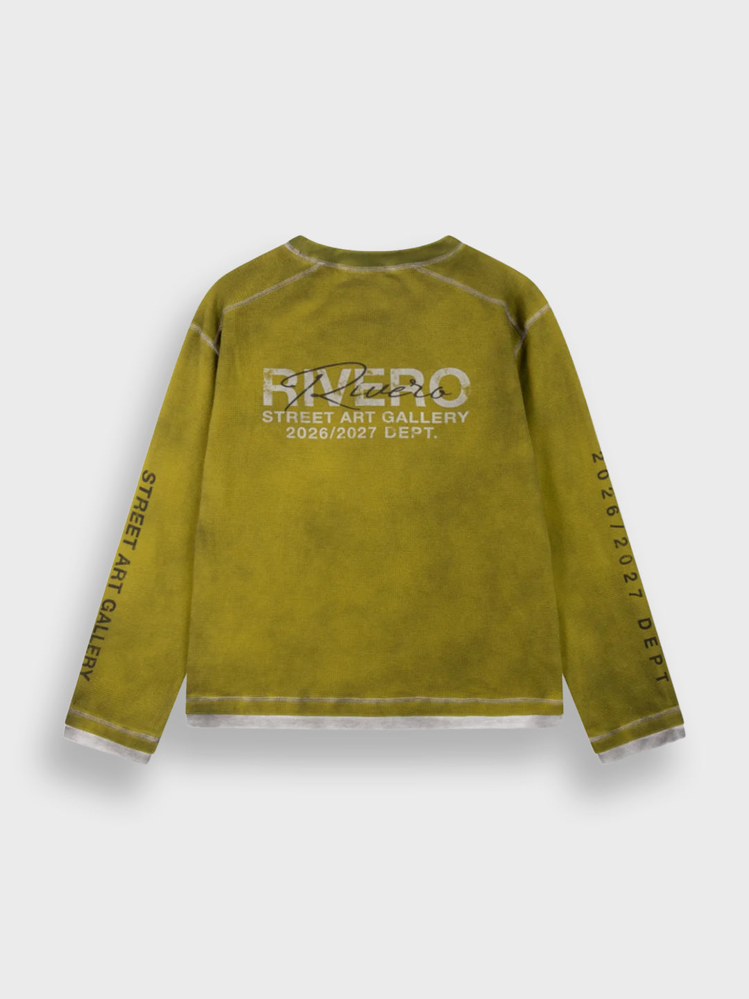 Rivero Contrast Aged Waffle Longsleeve Olive – achterkant