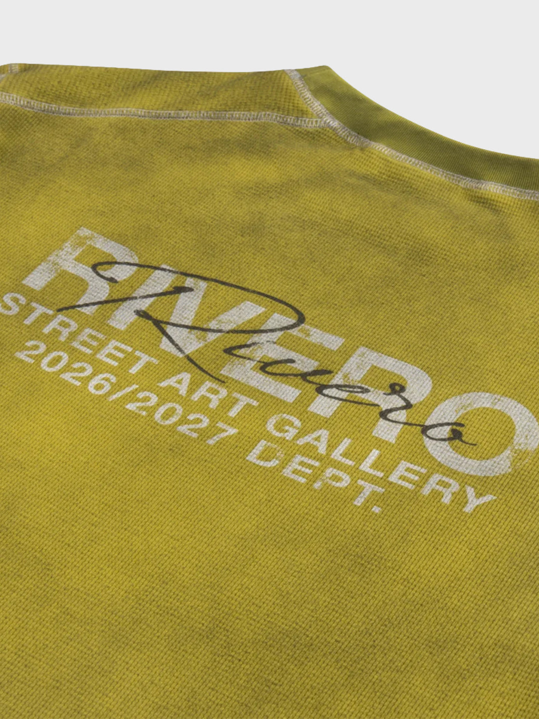 Rivero Contrast Aged Waffle Longsleeve Olive – detailshot