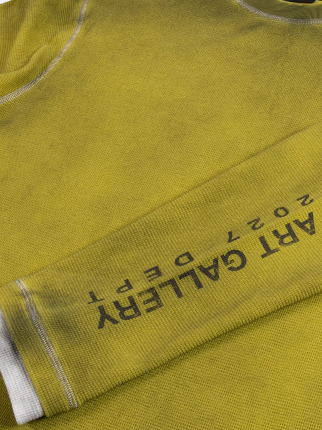 Rivero Contrast Aged Waffle Longsleeve Olive – close-up