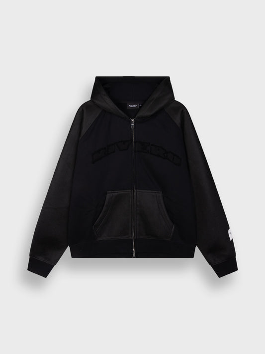 Rivero Contrast Foam Panel Zip Hoodie Black