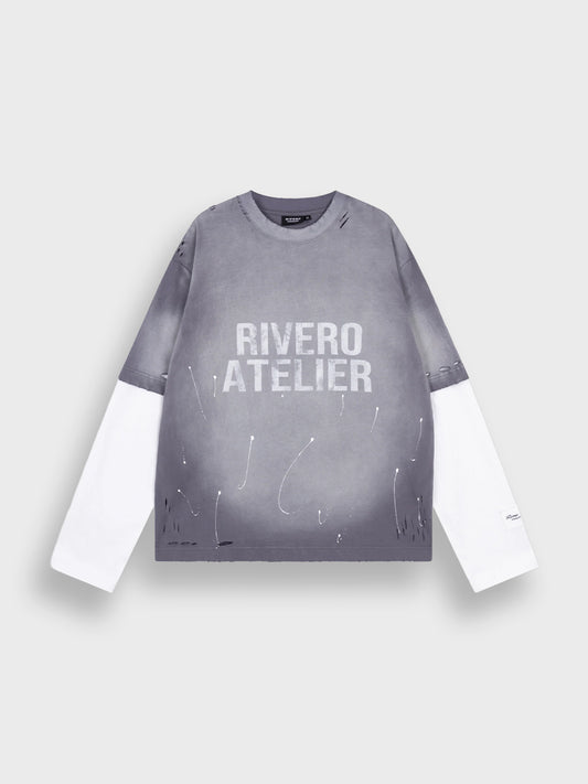 Rivero Fade Artifact Double Layered Longsleeve Ash - voorkant