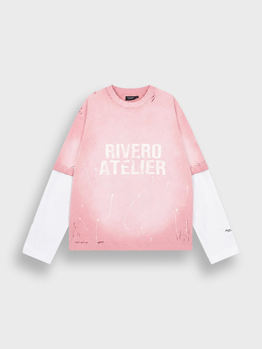 Rivero Fade Artifact Double Layered Longsleeve Dawn Pink - voorkant