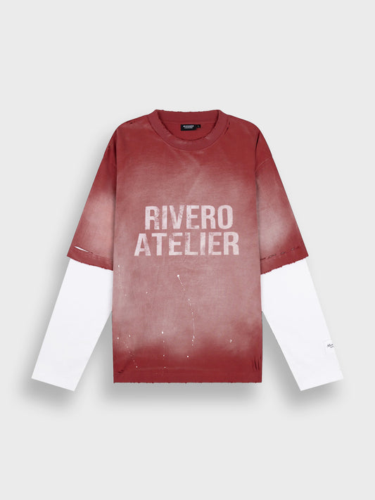 Rivero Fade Artifact Double Layered Longsleeve Red - voorkant