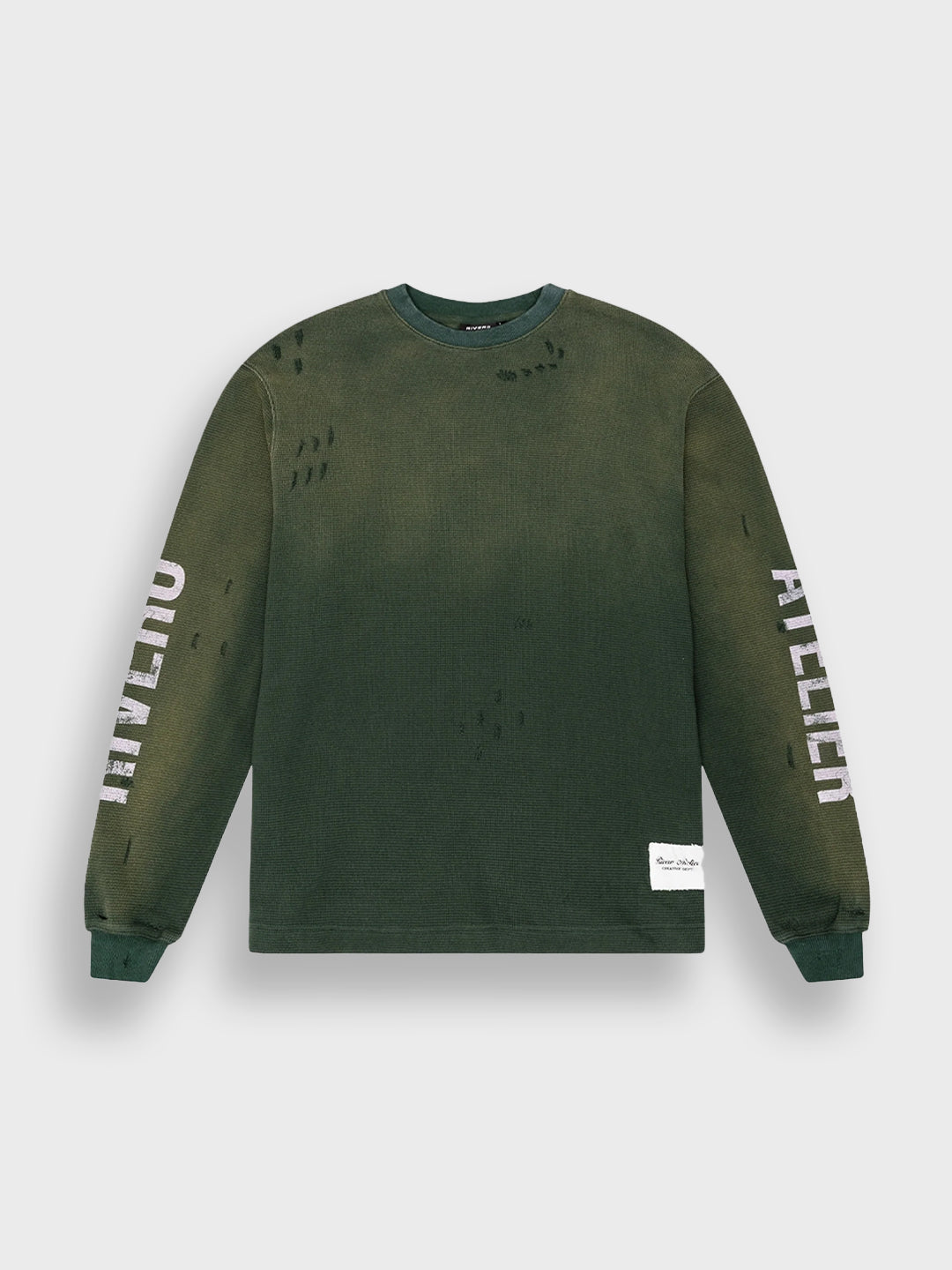 Rivero INTL. Waffle Longsleeve T-Shirt Green – voorkant