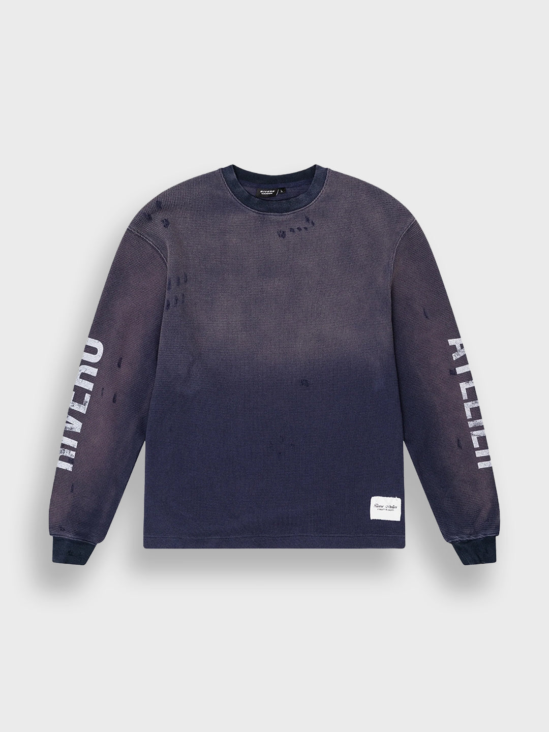 Rivero INTL. Waffle Longsleeve T-Shirt Navy – voorkant