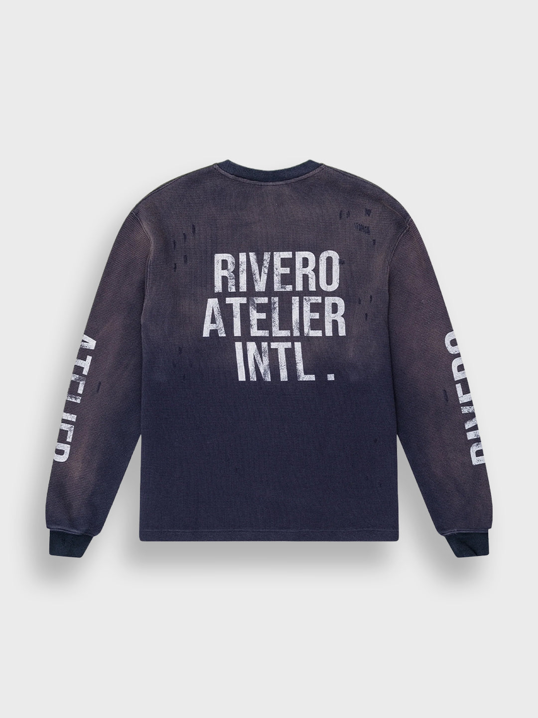 Rivero INTL. Waffle Longsleeve T-Shirt Navy – achterkant