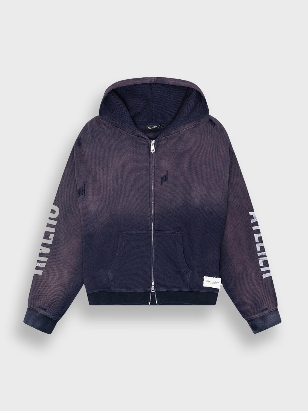 Rivero INTL. Waffle Zip Hoodie Washed Navy – product voorkant