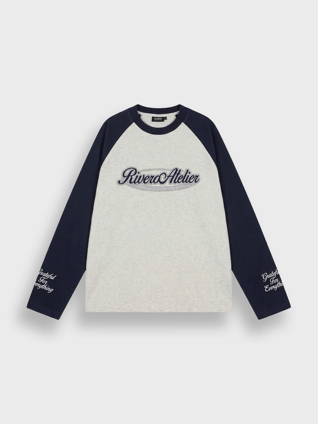 Rivero Raglan College Longsleeve Navy/Grey - voorkant
