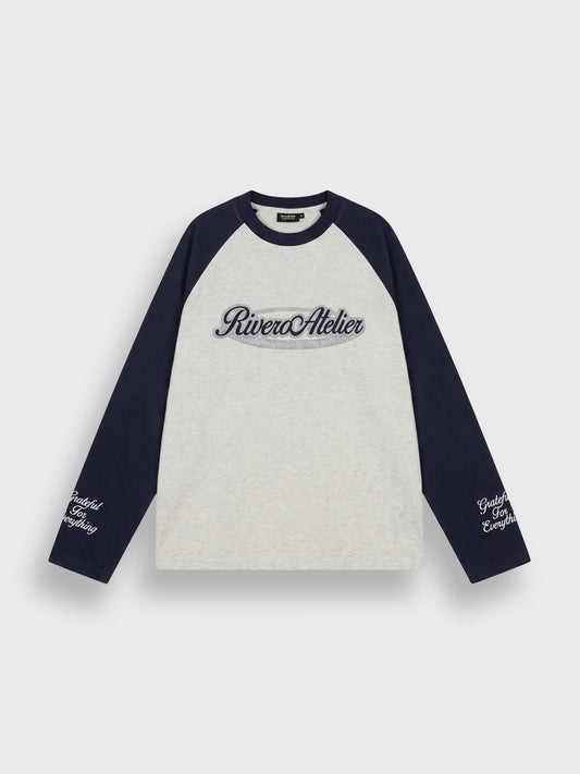 Rivero Raglan College Longsleeve Navy/Grey - voorkant
