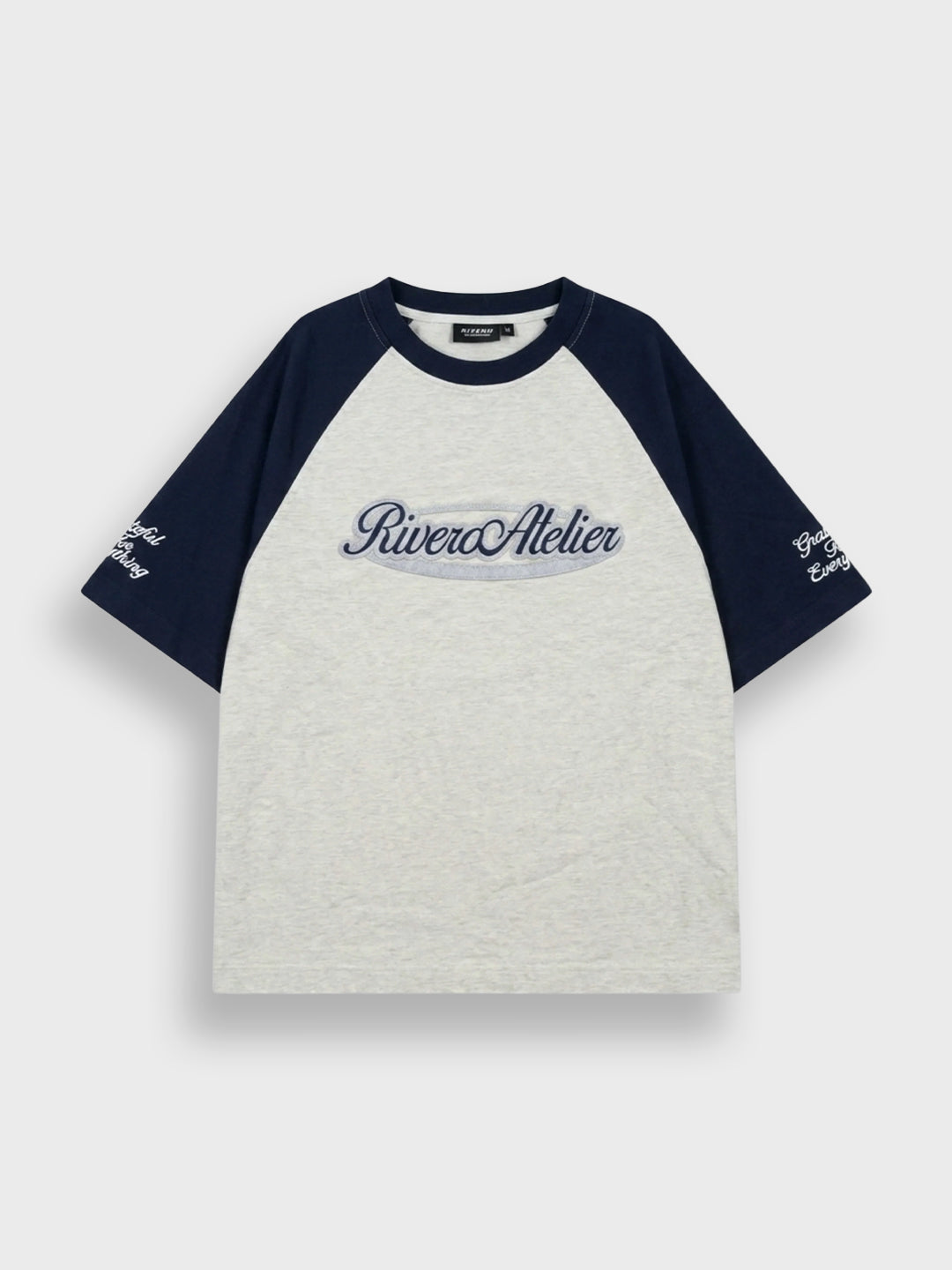 Rivero Raglan College T-Shirt Navy/Grey - voorkant