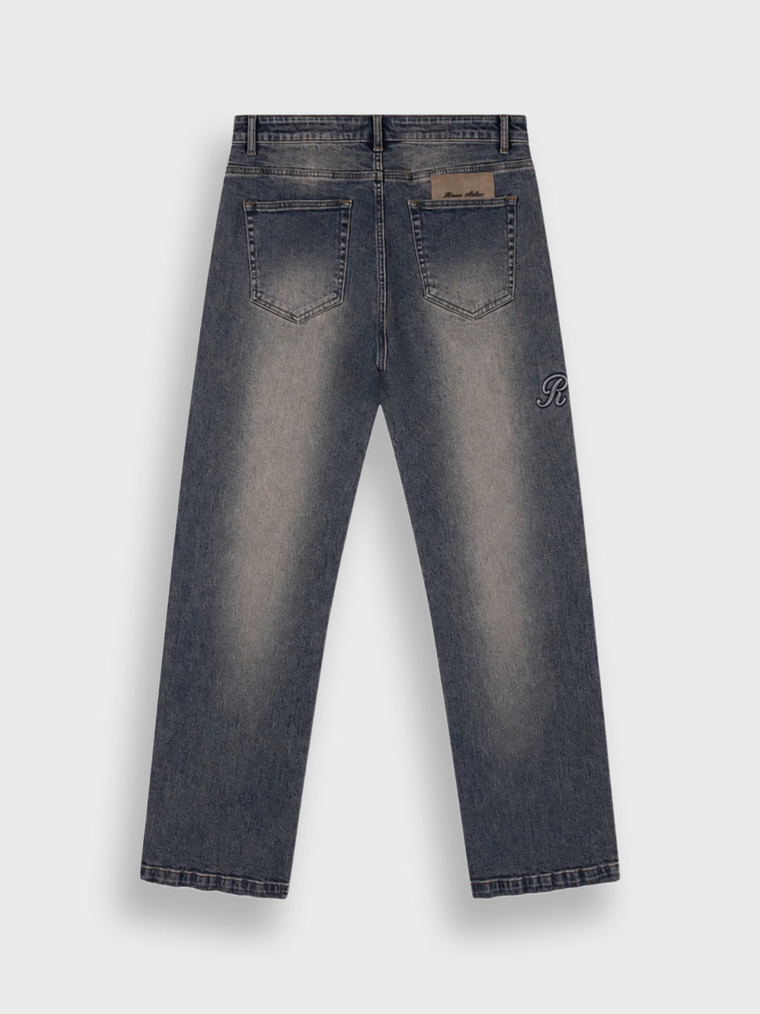 Rivero Raised Monogram Jeans Midnight Blue – achterkant