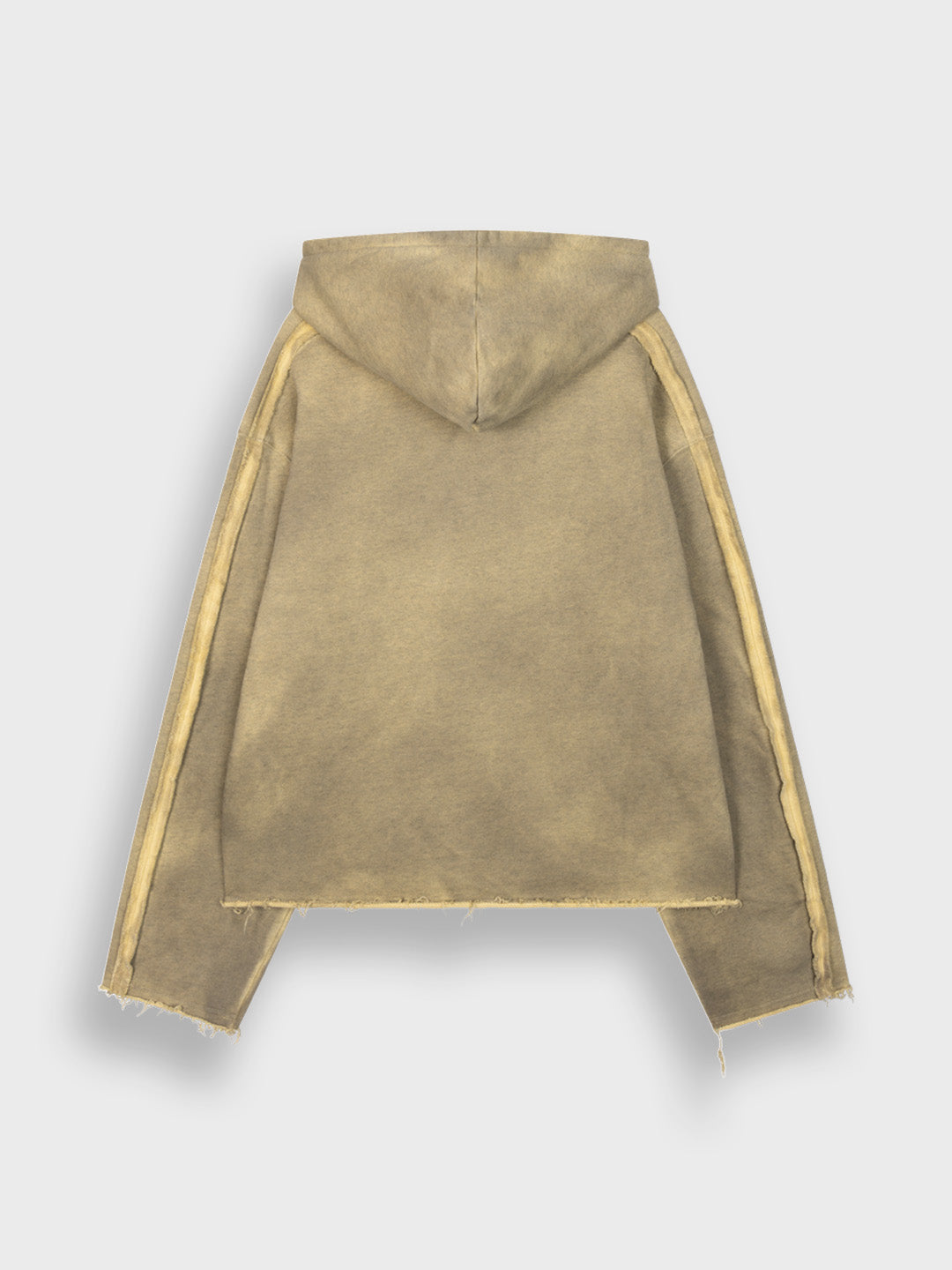 Rivero Raw Cut Hoodie Washed Yellow – achterkant