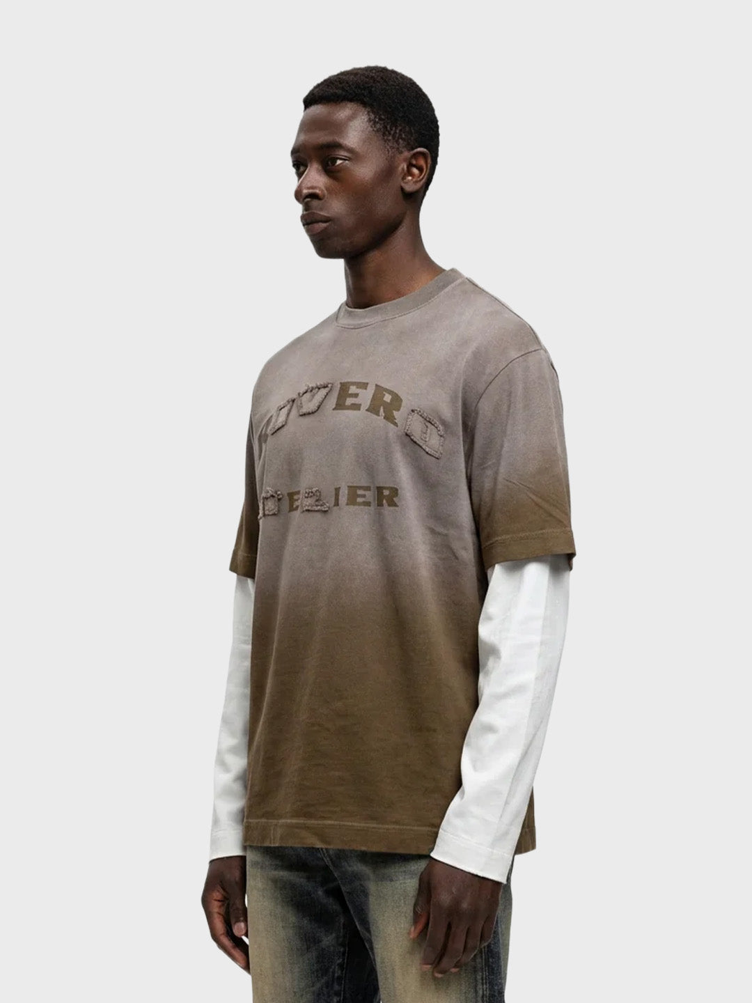 Rivero Statement Double Layered Longsleeve Washed Brown - model zijkant