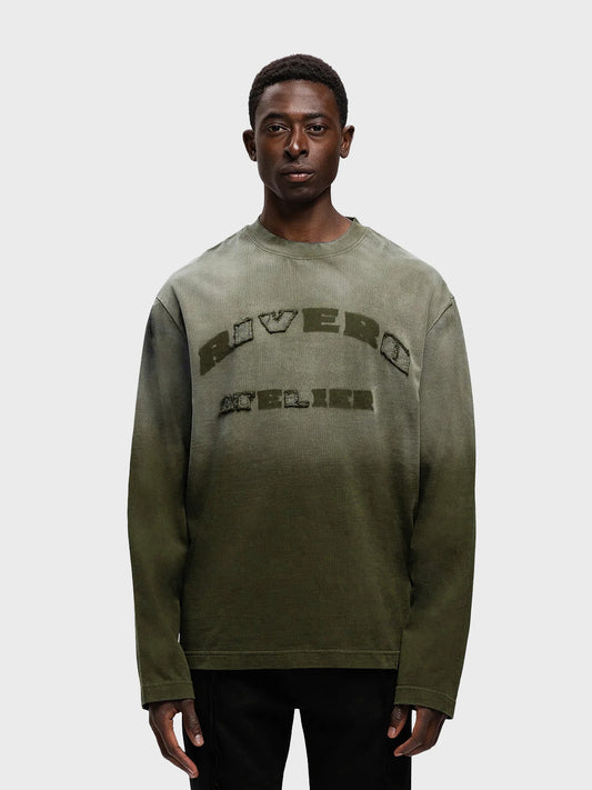 Rivero Statement Longsleeve T-Shirt Washed Green voorkant